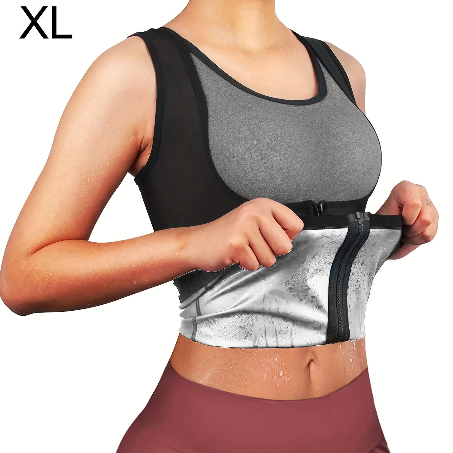 Zipper sauna vest: enhances sweat wicking during exercise, suitable for shaping Women's waist and abdomen