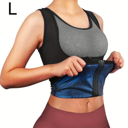 Zipper sauna vest: enhances sweat wicking during exercise, suitable for shaping Women's waist and abdomen