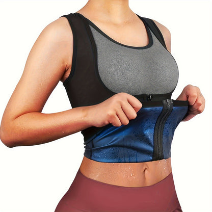 Zipper sauna vest: enhances sweat wicking during exercise, suitable for shaping Women's waist and abdomen