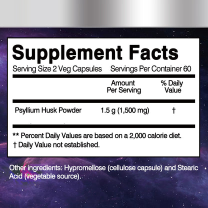 Psyllium Husk Supplement - 120 Capsules