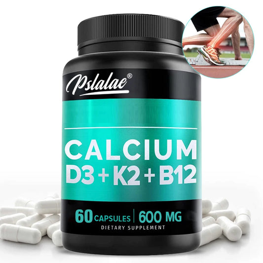 Calcium 600 Mg, Vitamin D3 K2 B12 Supplement - 60 Capsules