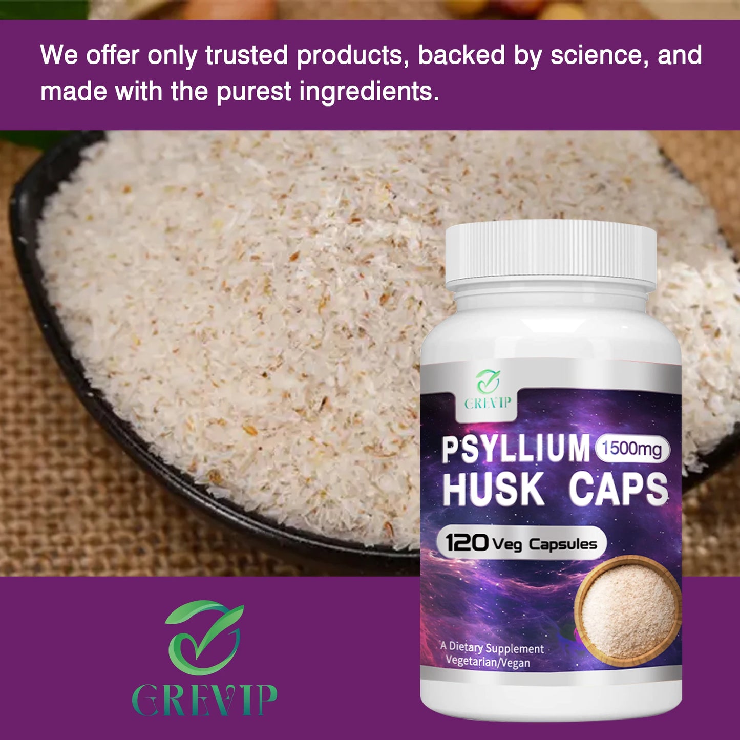 Psyllium Husk Supplement - 120 Capsules