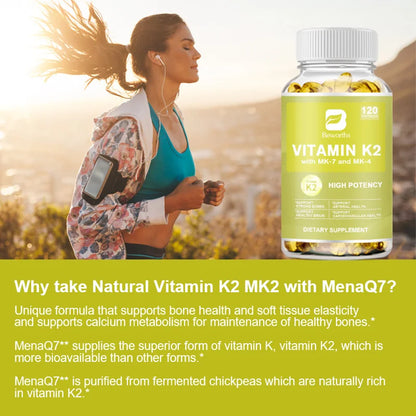 Vitamin K2 Capsules Support Healthy Bones & Arteries Healthy - non GMO