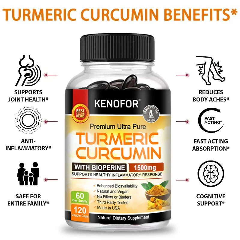 Kenofor Curcumin Nutritional Supplement Supports Knee, Joint and Bone Health