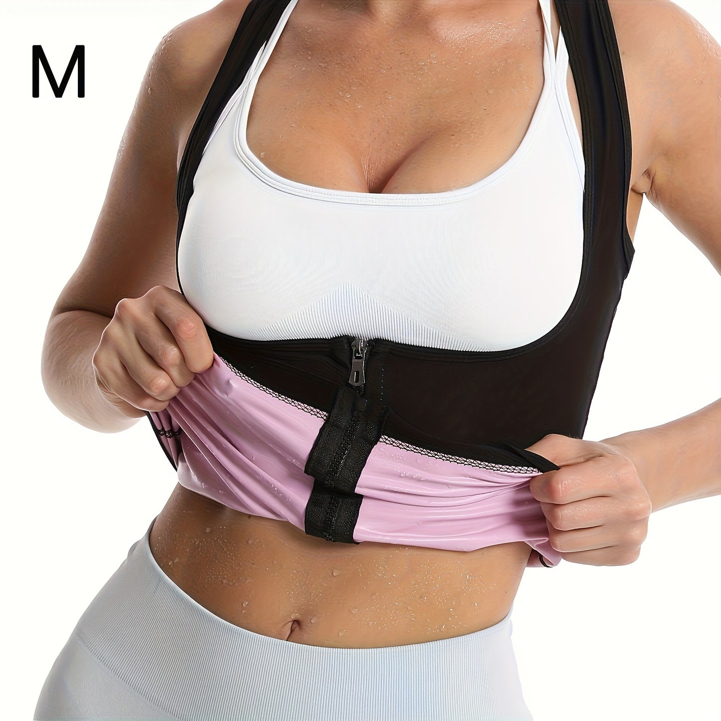 Zipper sauna vest: enhances sweat wicking during exercise, suitable for shaping Women's waist and abdomen