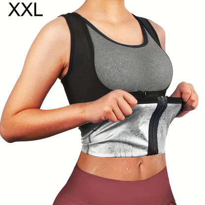 Zipper sauna vest: enhances sweat wicking during exercise, suitable for shaping Women's waist and abdomen